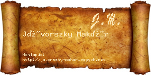 Jávorszky Makár névjegykártya